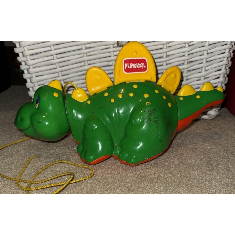 1993‎ Hasbro Playskool Go Go Dinosaur Pull Toy Wiggle Walking Growling Baby